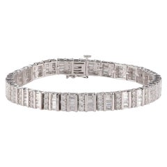 TJD 5.0 CTW Baguette and Round Cut Diamond 14KT White Gold Link Bracelet
