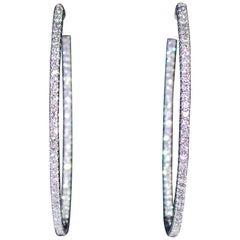 3.11 Carat Diamond Gold Hoop Earrings