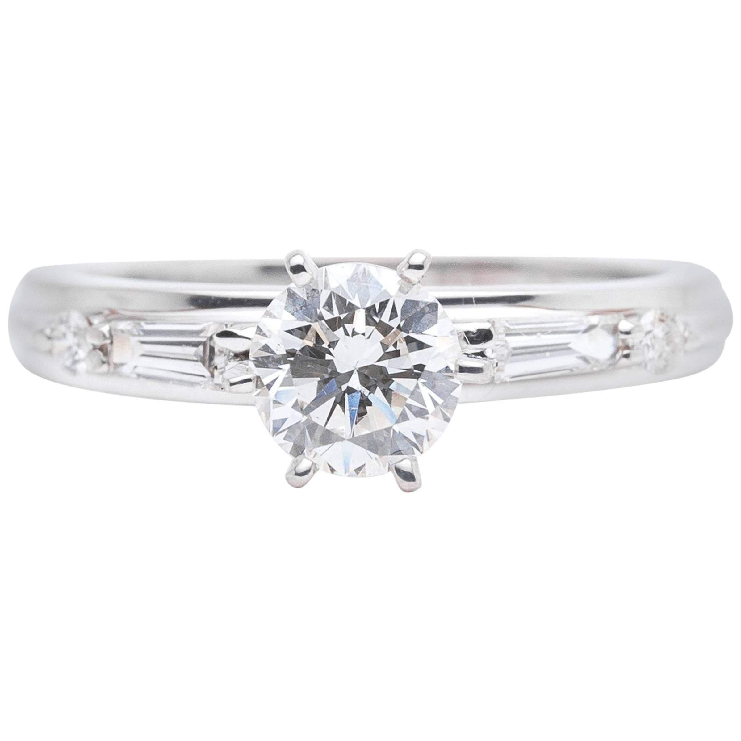 Timeless Contemporary 0.75 Carat Diamond Engagement Suite in White Gold For Sale