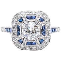 Sapphire Diamond Platinum Ring