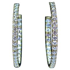 Vintage Diamond Gold Hoop Earrings