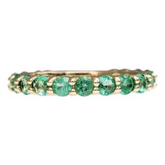 $1 NO RESERVE! 2.59 cttw Natural Emeralds 3/4 Eternity Band - 14k Yellow Gold