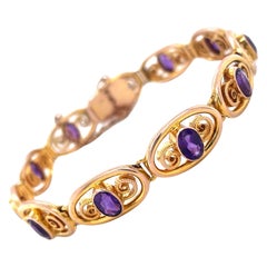 Art Nouveau Murrle Bennett Art Nouveau 9 Karat Gelbgold Amethyst-Armband im Jugendstil