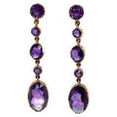 Viktorianische Amethyst-Tropfen-Ohrringe aus 15 Karat Gelbgold