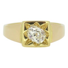Antique 0.61 Carat Old Cut Diamond Signet Ring