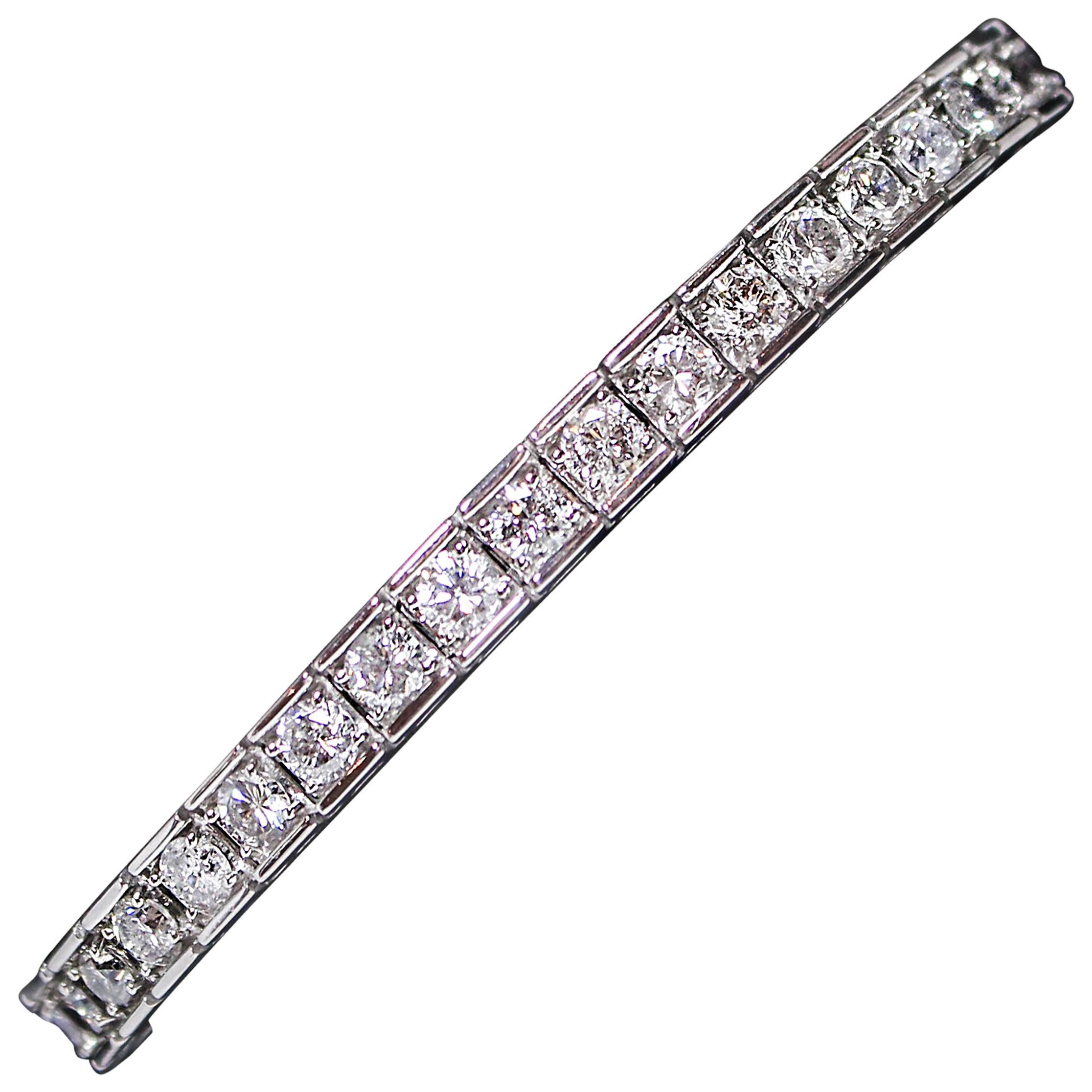 White Gold Round Cut Diamond Tennis Bracelet 7.02 Carat