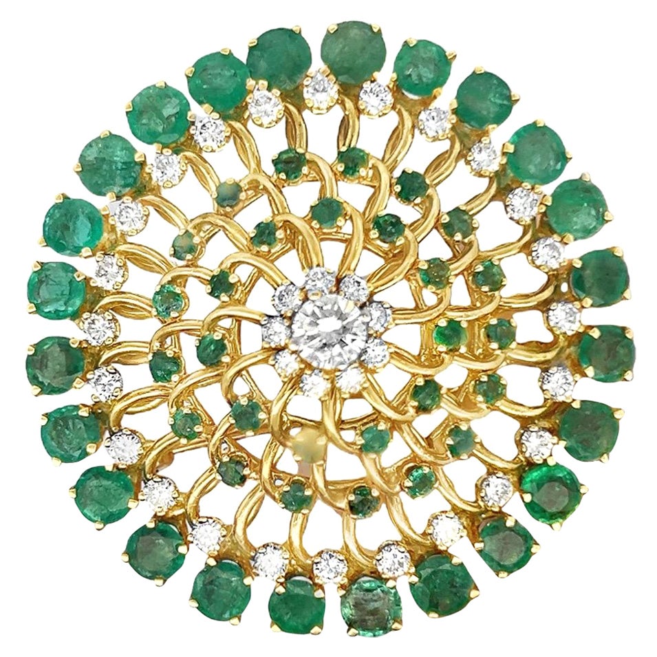Emerald and Diamond Brooch