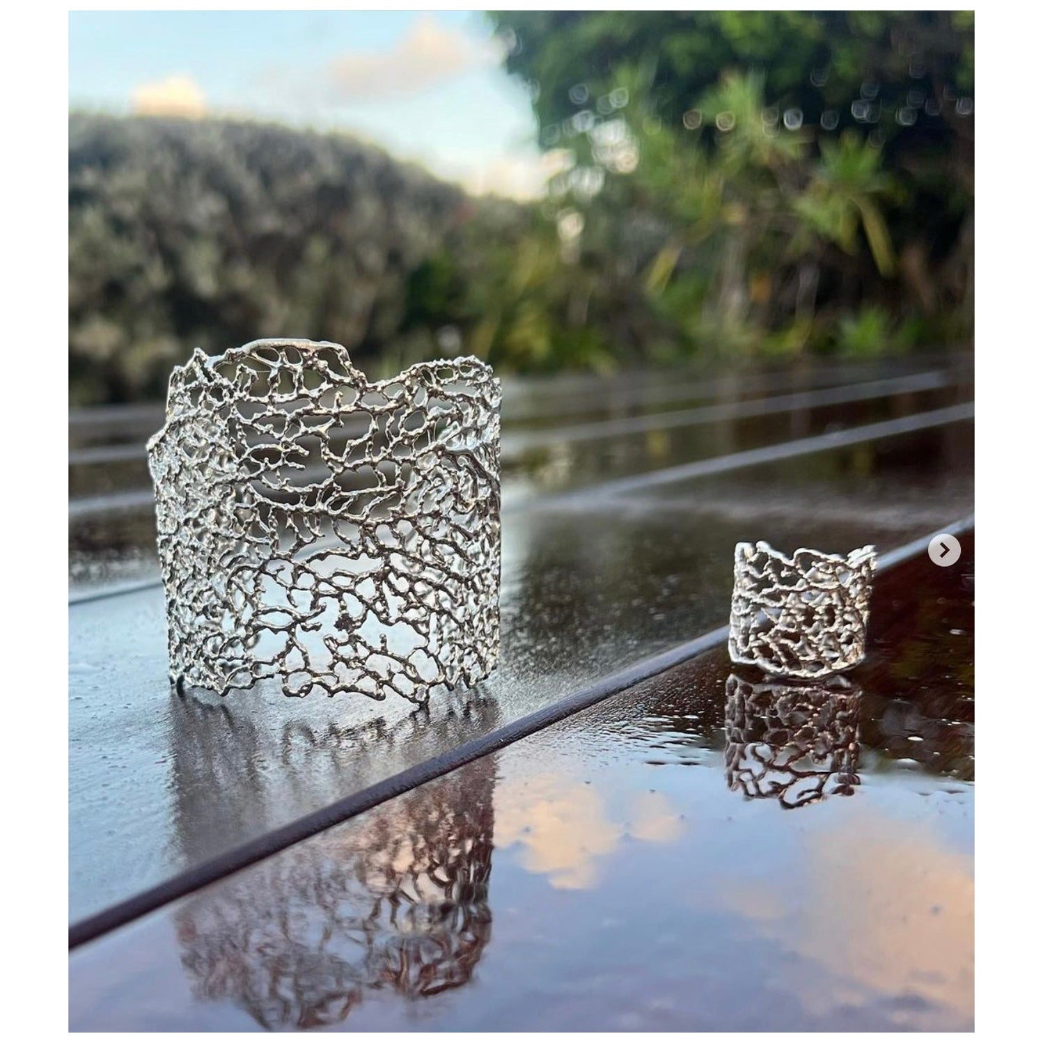 Jennifer Liang Sterling Silver Medium Sea Fan Cuff For Sale