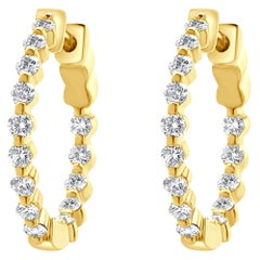 14 Karat Gelbgold Diamant-Ohrringe mit Innenseite und Innenseite