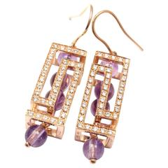 Versace Fedra Diamond Amethyst Rose Gold Earrings 6