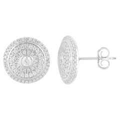 TJD 0,50 Karat runde Diamanten 14 Karat Weißgold Cluster Kreis Ohrstecker