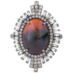 Anillo solitario de diamantes y ópalo de 4,6 quilates