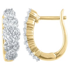 TJD Orecchini di moda a grappolo con diamante rotondo da 1,0 carati in oro giallo 18 carati