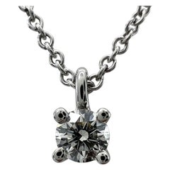 Tiffany & Co. 0.12ct Natural Round Diamond Platinum Solitaire Pendant Necklace