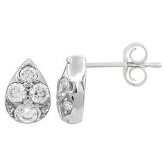 TJD 0,75 Karat Brillantschliff 14 Karat Weißgold Tropfen-Diamant-Ohrstecker