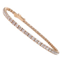KEINE RESERVE!  -  5.11Ct Fancy Light Pink Diamond Tennis 14K Roségold-Armband