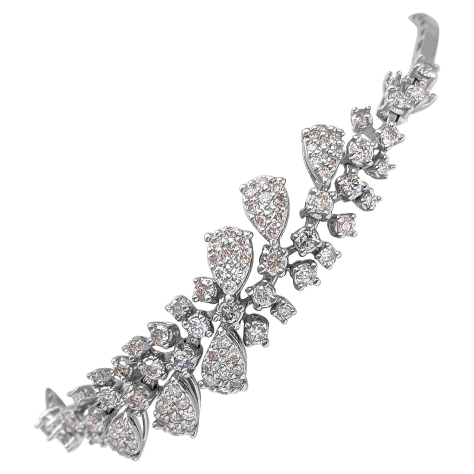 NESSUNA RISERVA!  -  Bracciale Tennis in oro bianco 14K con diamanti rosa chiaro da 1,51 carati