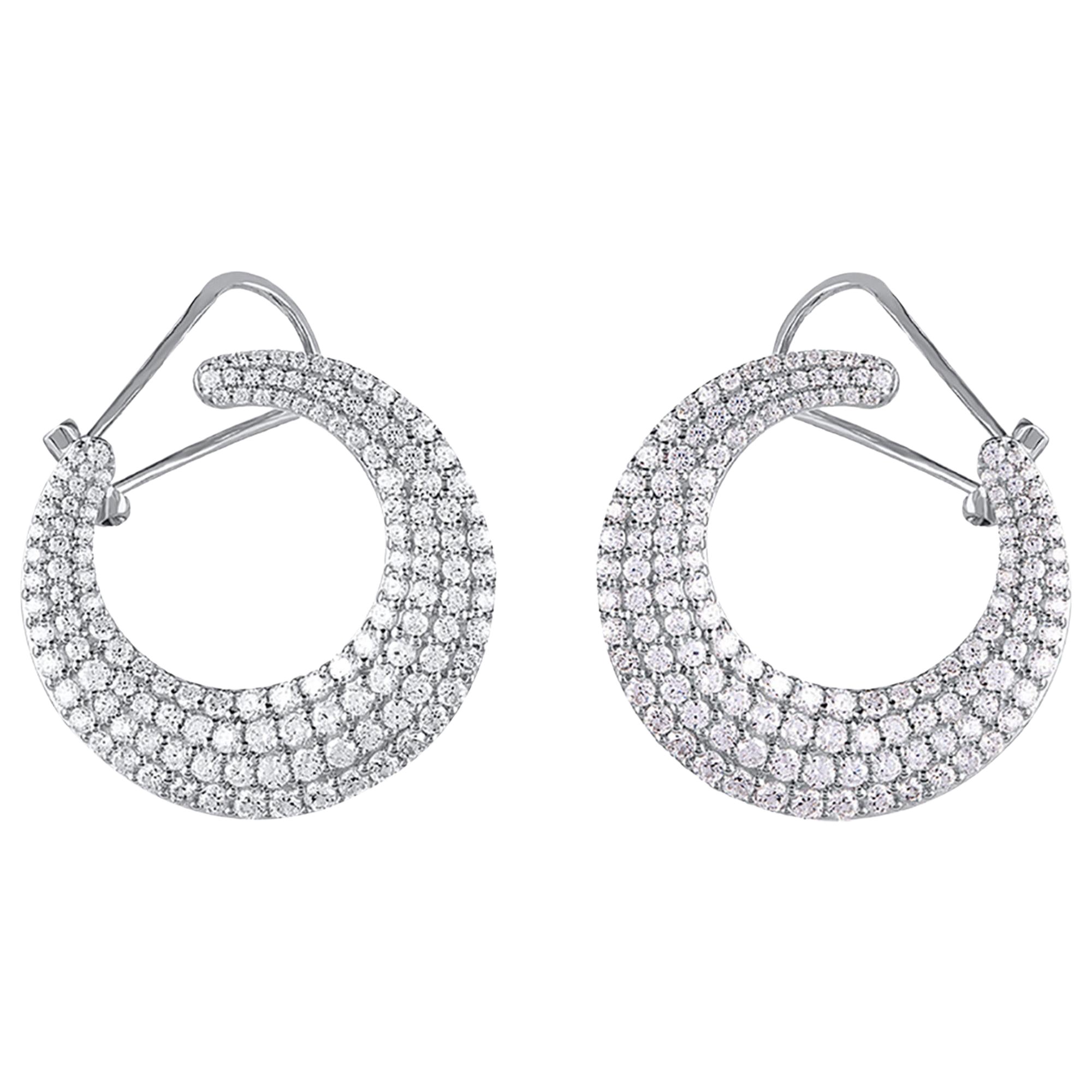 TJD Pendientes de aro con clip de oro blanco de 18 quilates y diamantes de 3,0 quilates