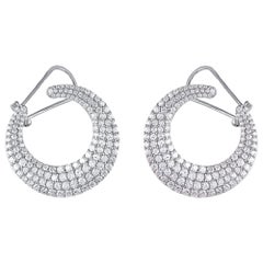 TJD 3,0 carati di diamante in oro bianco 18 carati Designer Clip Post Hoop Orecchini