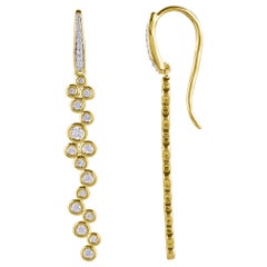 TJD Orecchini pendenti con diamante da 0,50 carati in oro giallo 14 carati