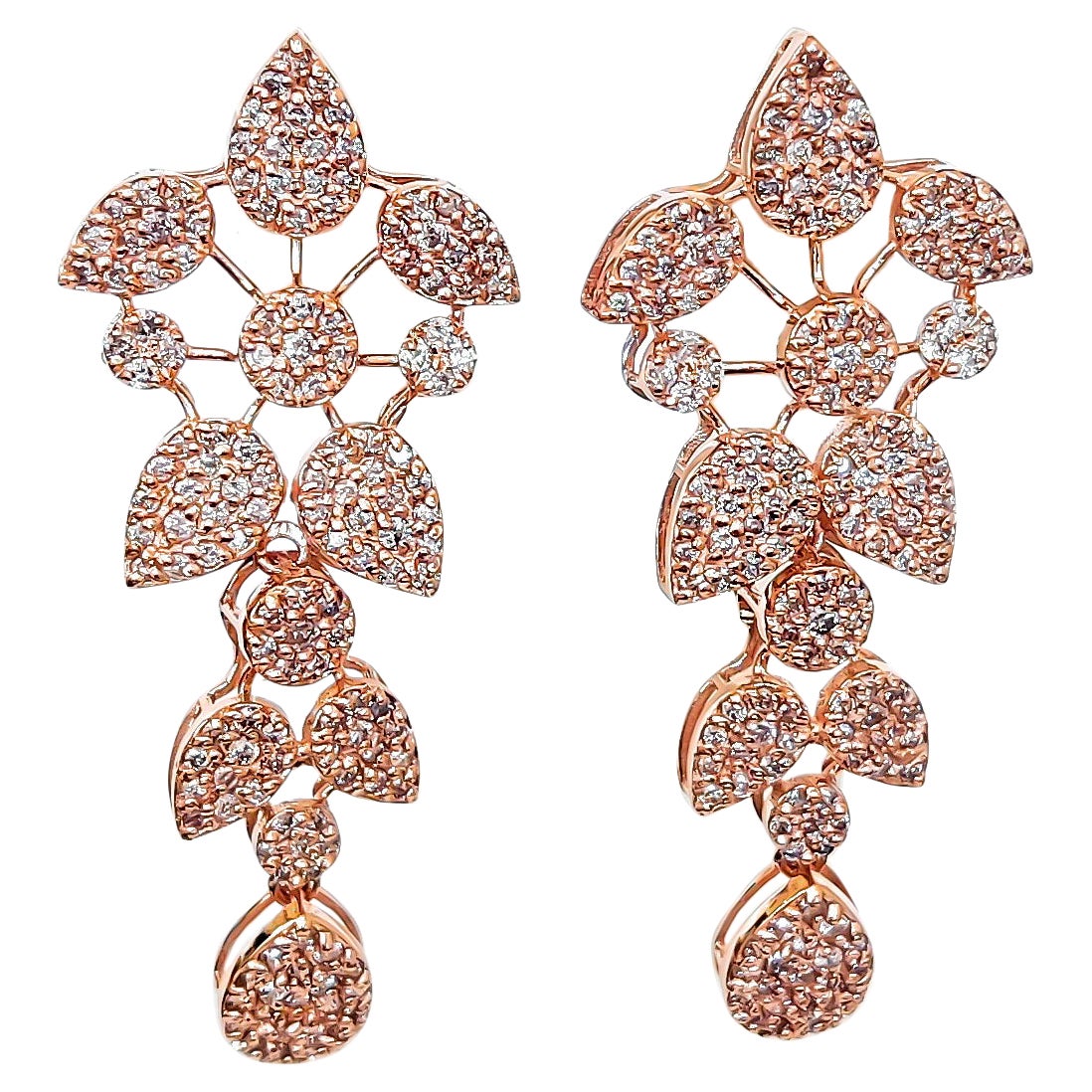 IGI Certified - 1.58 Carat Round Fancy Pink Diamond Drop Earrings 14k Rose Gold