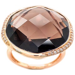 20.70ctw Diamond & Quartz Ring 14K Rose Gold
