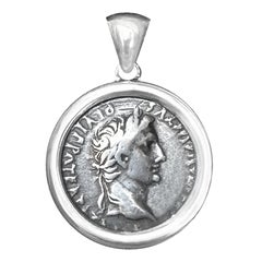Auténtica moneda romana del siglo I A.C. Colgante con la efigie del emperador Augusto