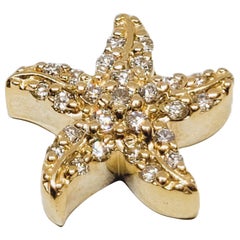 14kt Gelbgold Diamant Seestern Anhänger, Runde Brillant, 13,5 mm Größe, .35cttw