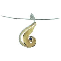 Modern Van Giel Sapphire Diamond Gold Necklace