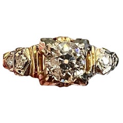 Vintage Diamond Yellow White Gold Engagement Ring Circa 1940