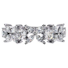 1.06 Ctw, Marquise and Round Diamond Ring, Diamond Band, 14K Solid Gold