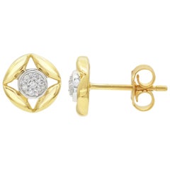 TJD 0,07 carati di diamante rotondo in oro giallo 14 carati - Orecchini a grappolo di moda