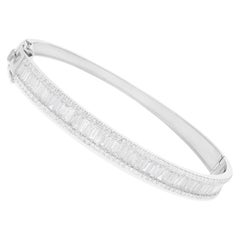 3.80 Carat SI Clarity HI Color Baguette Diamond Bracelet 14 Karat White Gold