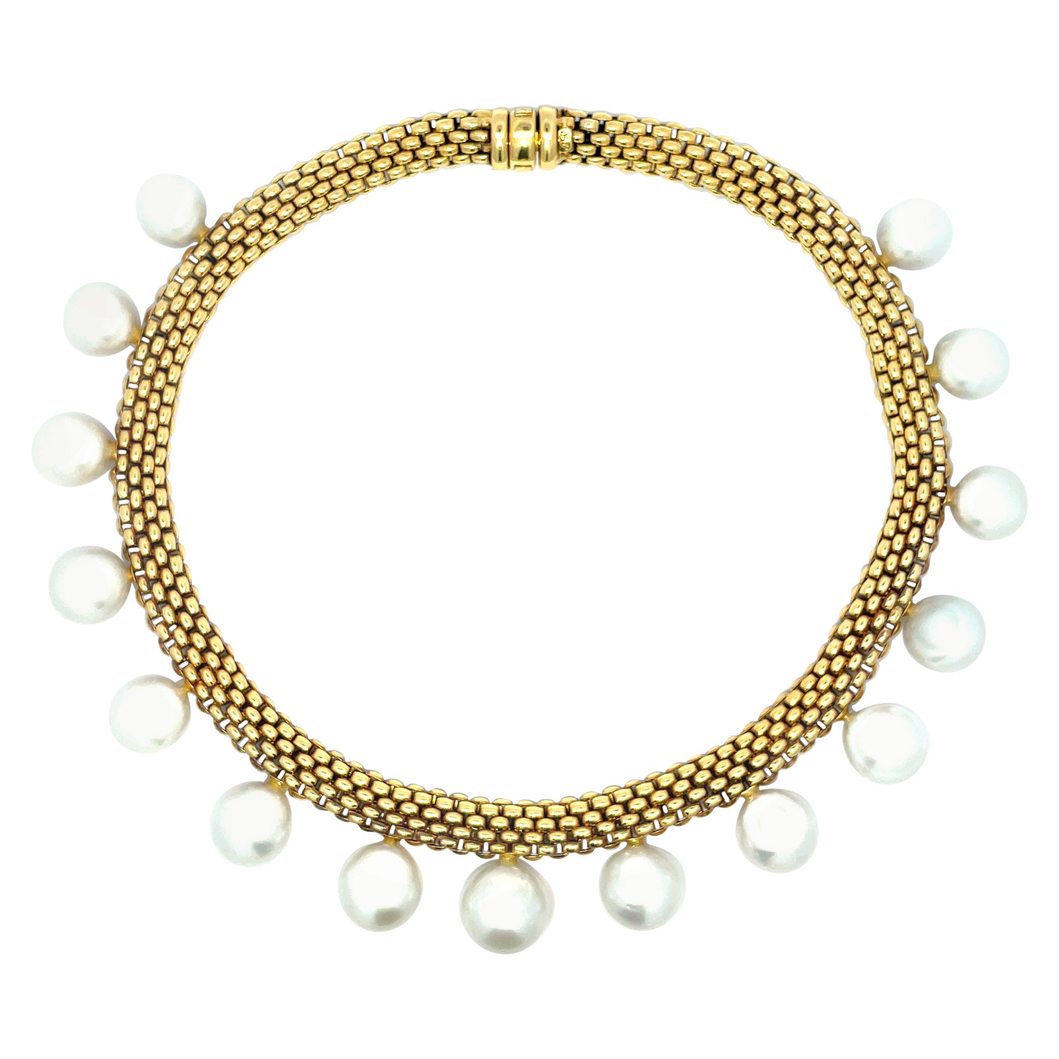 Double-Sided White South Sea Pearl and 18K Gold Structured Necklace