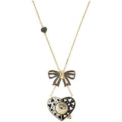 Sicis Heart Me Diamond Gold Micromosaic Watch Necklace 7