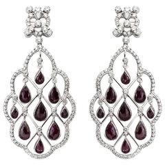 Lovely Diamond and Ruby Drop Earrings