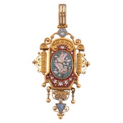 Archaeological Revival Gold And Micromosaic Pendant By Roccheggiani 1860's