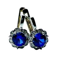 Sapphire Diamond earrings 18KT gold Floral earrings stunning on ears