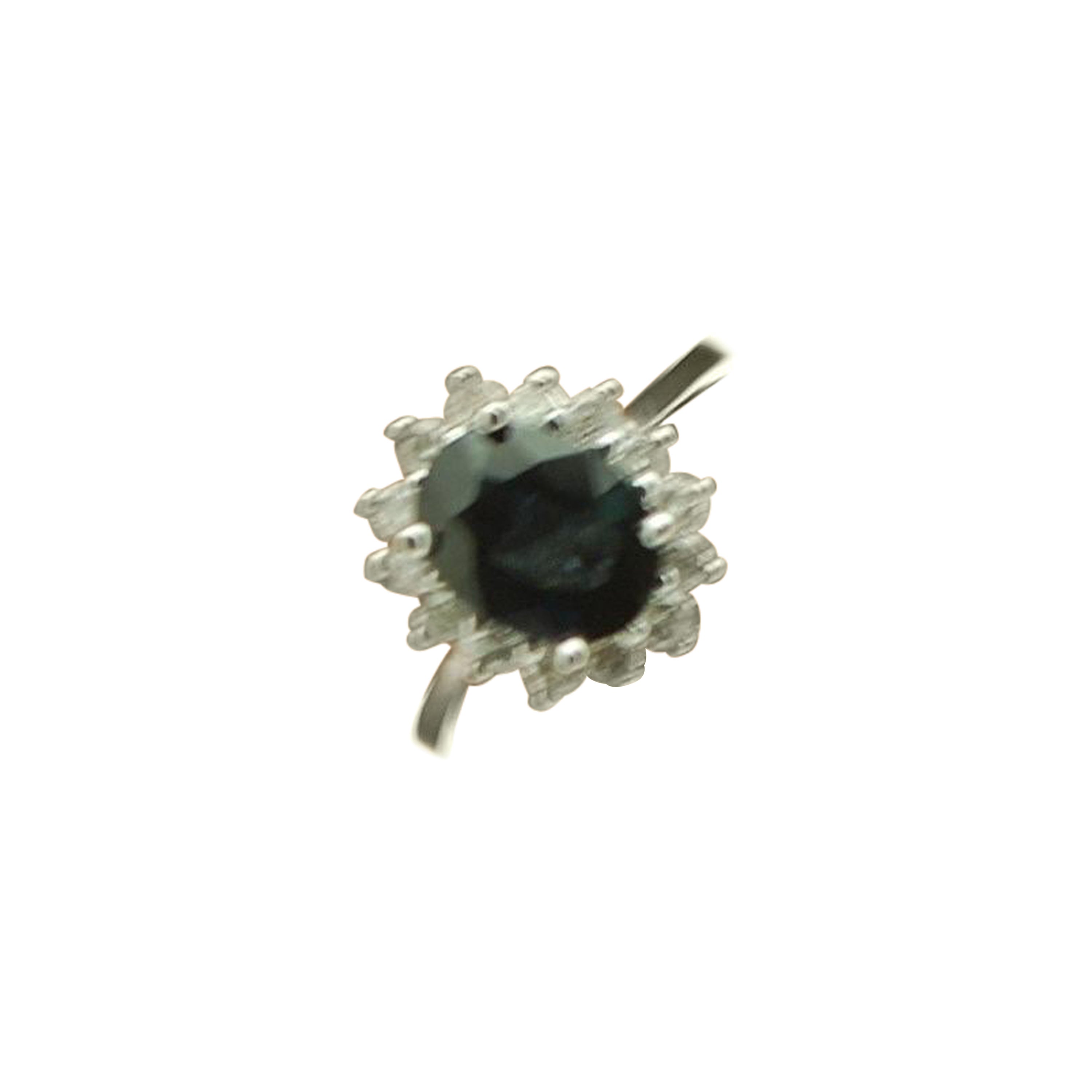 Oval sapphire diamond ring 18KT white gold diamond ring dark blue sapphire ring