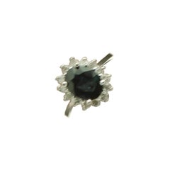 Oval sapphire diamond ring 18KT white gold diamond ring dark blue sapphire ring