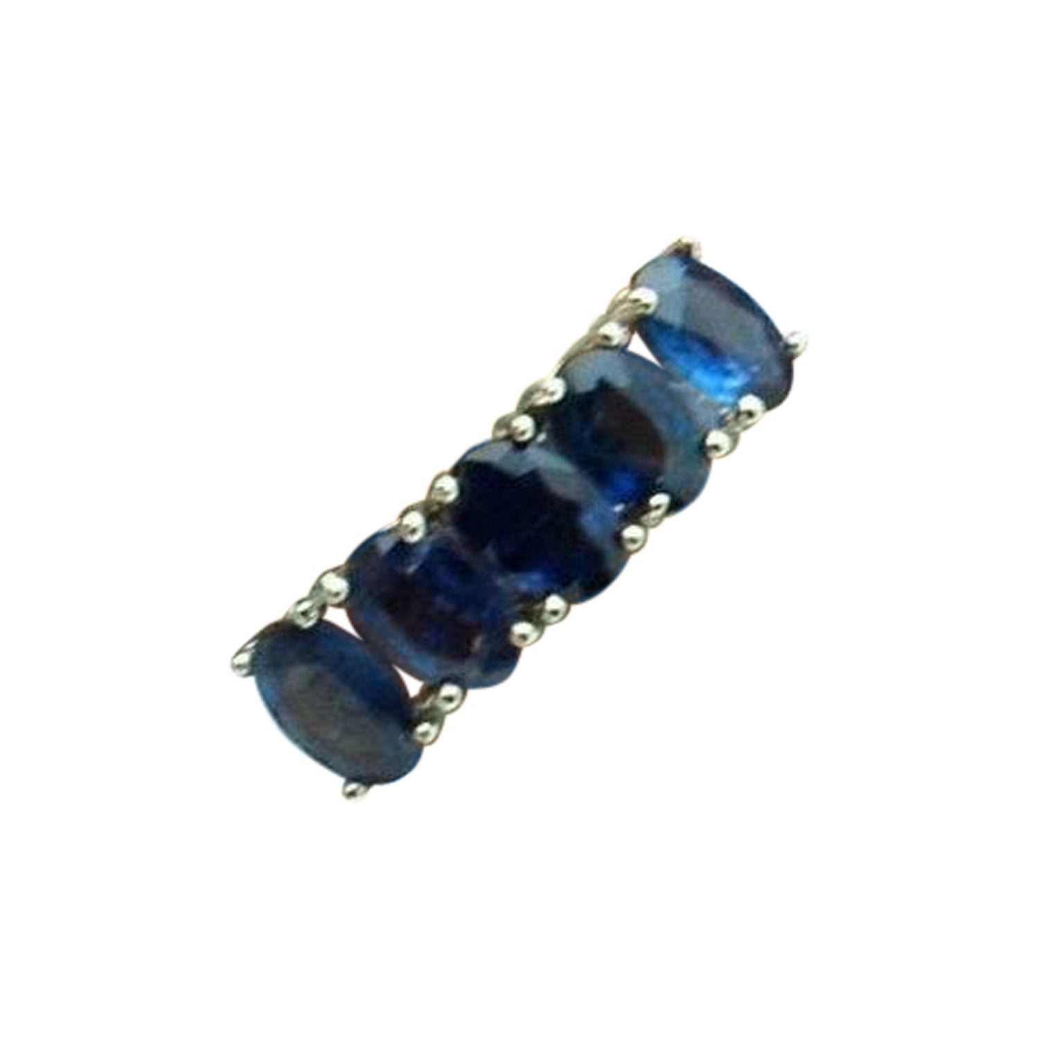 Sapphire Wedding Band 18KT white gold sapphire oval band