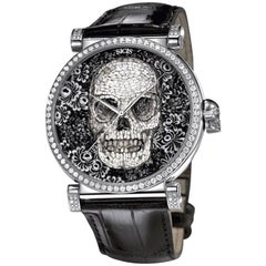 Sicis Opulentia Swiss White Diamond Skull Micromosaic Watch