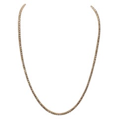 7.18 Carat Brilliant Cut Diamond Tennis Necklace 14 Karat Rose Gold 20''