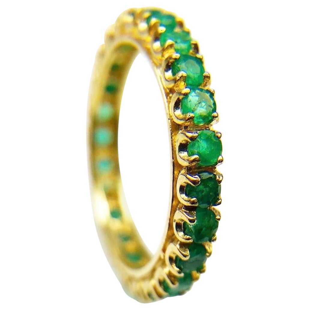Emerald Eternity Ring 18KT Yellow Gold U Cut