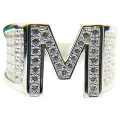 M initial Diamantring 14KT Gold Herrenring Unisex-Ring mit Diamanten