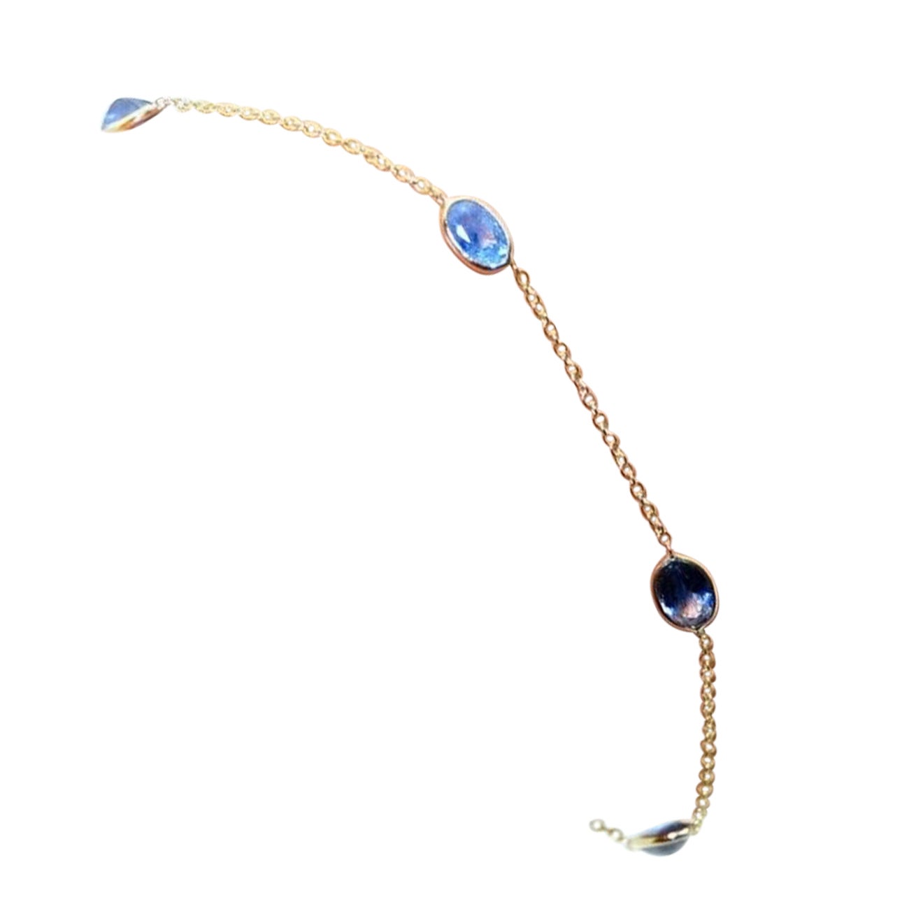 Saphir-Tennisarmband 14KT Gold natürliche Saphire