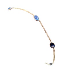 Saphir-Tennisarmband 14KT Gold natürliche Saphire