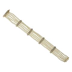 Vintage Pearl Diamond gold Bracelet