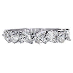 0.90 Ctw Diamond Band, 14K Solid Gold, Pear and Round Diamonds, Everyday, SI-GH