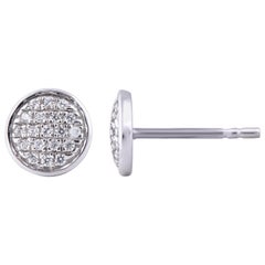 TJD Pendientes de diseño de oro blanco de 14 quilates con diamante redondo natural de 0,15 quilates